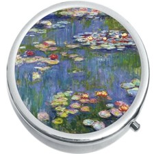 Monet Lilies Medicine Vitamin Compact Pill Box