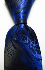 New Classic Paisley Dark Blue Black JACQUARD WOVEN Silk Men's Tie Necktie