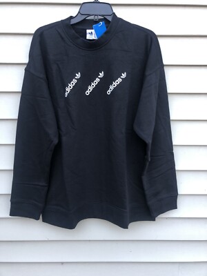NWTs Adidas Trefoil Women's Crew Neck Sweatshirt Tee Black HM4868 Size L  $60