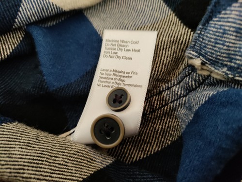 Jachs 100% Cotton Blue Black White Thick Plaid Flannel Button Down Work Shirt M - Picture 10 of 11