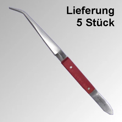 A1-ROSTFREI Universal-Kreuzpinzette rote Griffe gebogen 16cm 5 Stück Nr.P37a-5
