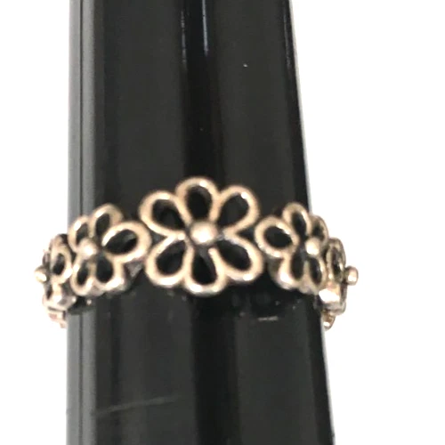 Vintage Ring MARKED 925 STERLING SILVER Size 3 Adjustable Band Flower lot y