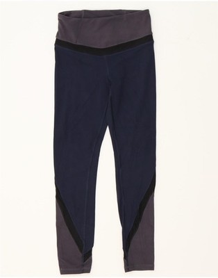 Athleta Damen Leggings UK 4 XS Navy Blau Colourblock Nylon CE09