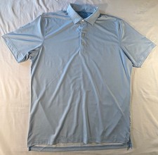 Johnnie-O Polo Golf Shirt Men's XL White Blue Geometric All Over Print Stretch