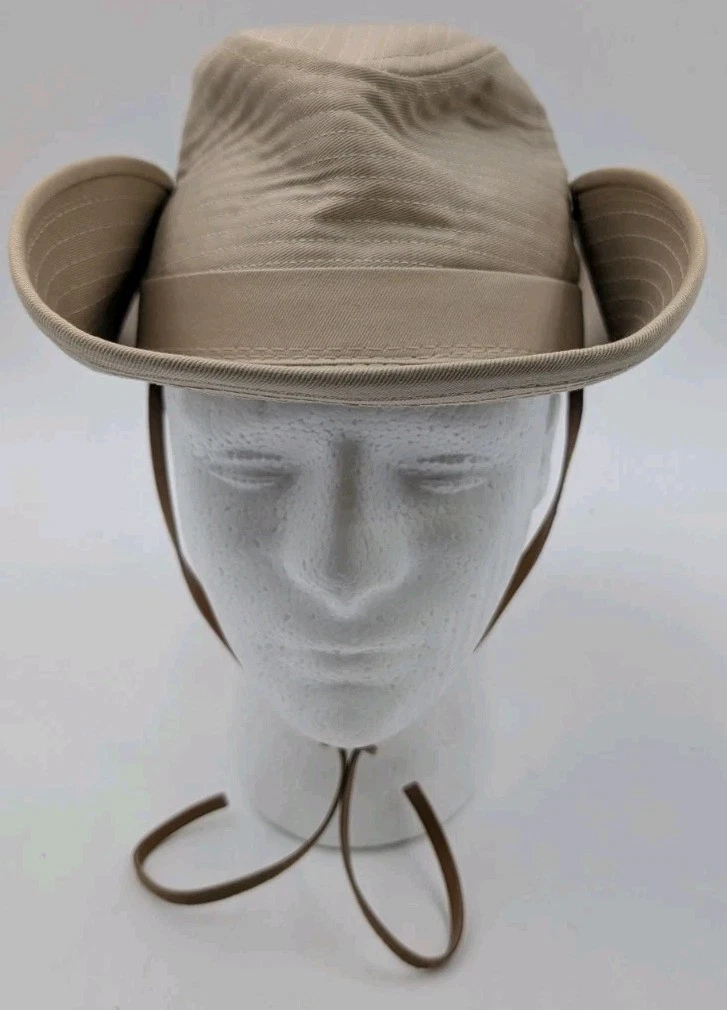 Broner Safari Outback Sun Hat Beige Wide Brim Small Made in USA Outdoor Hiking