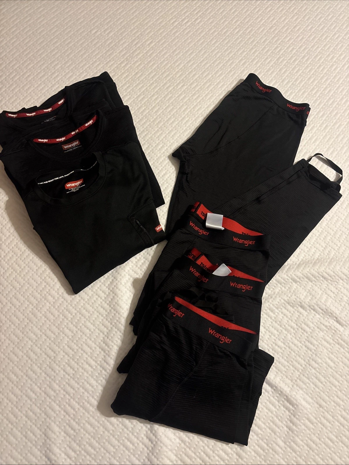 Lot Of 7 WRANGLER Base Layer Performance Top Long Sleeve Bottoms Men's XL Black