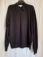 John Smedley For Bergdorf Goodman Mens Extra Fine Merino Wool Sweater Black XL 