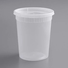 240 Sets 32 oz. Microwavable Translucent Plastic Deli Container and Lid Combo