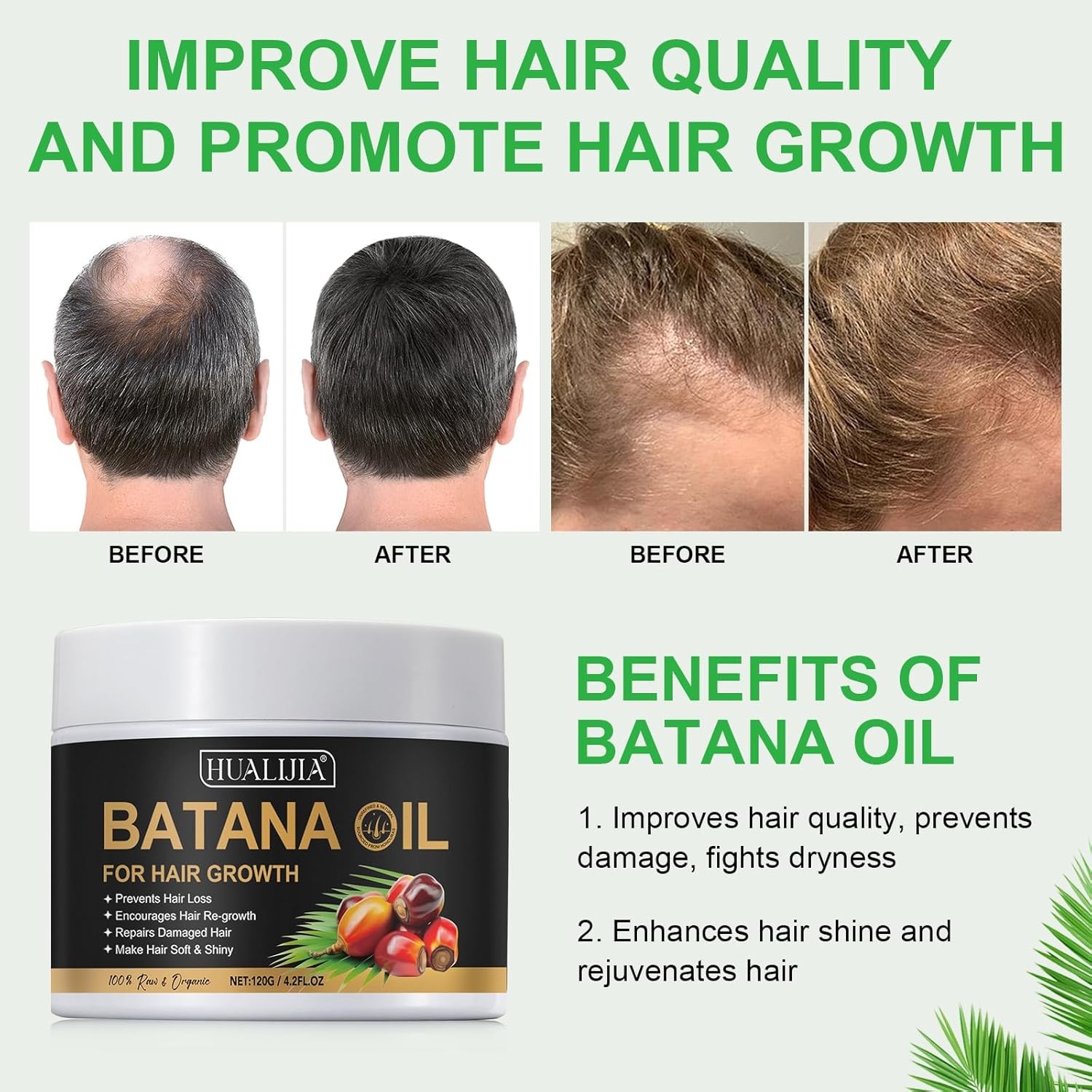 Raw Batana Oil for Hair Growth and Repair, 100% Pure Batana Oil 4.2 OZ