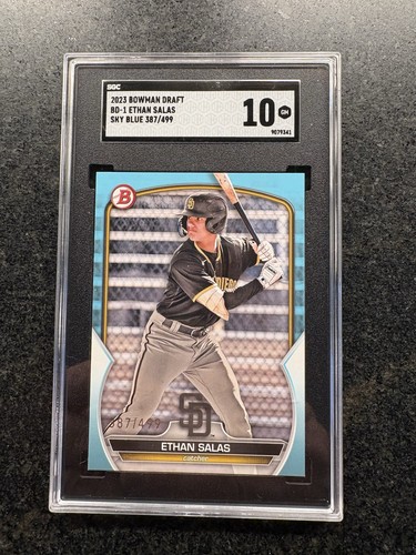 Ethan Salas /499 - Sky Blue - SGC 10 Gem - 2023 Bowman Draft - Padres Prospect - Picture 1 of 2