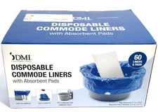 Commode Liners W/ Absorbent Pad Disposable Bedside 60 Count Potty Liner by DMI