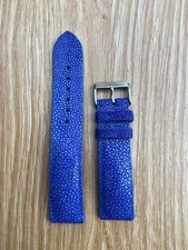 Size 20mm/18mm, Leather/Skin Stingray Watch Strap Band Blue, Custom Strap