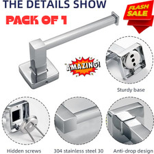 Toilet Roll Holder Wall Mounted Modern Chrome Square Toilet Tissue Accessory