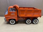 Vintage 1970 Pressed Steel Orange Tonka Hydraulic Dumptruck Toy USA Rare
