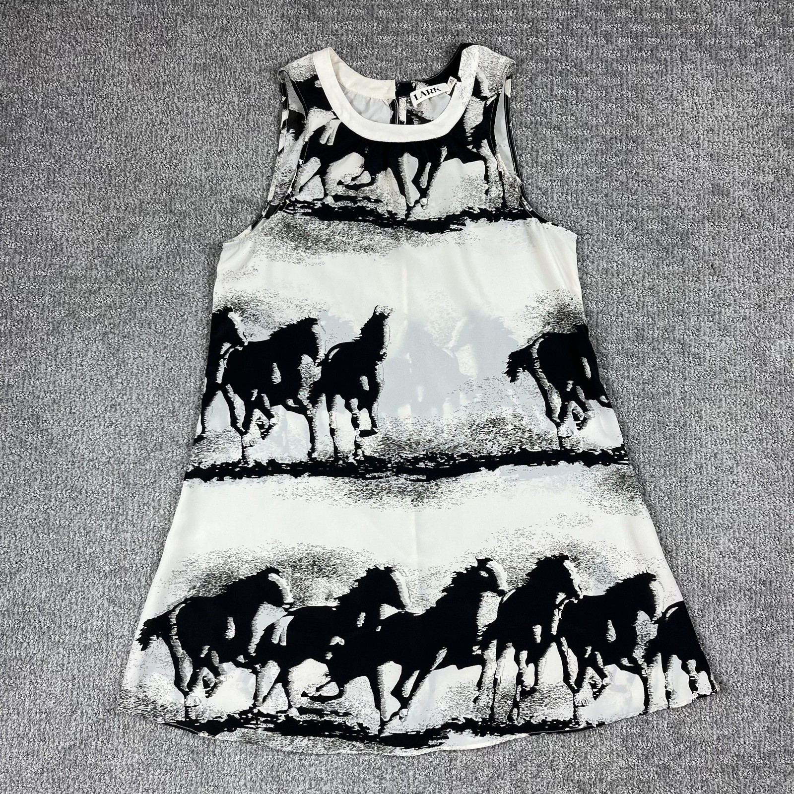 Lark Dress Womens XS Black Cream Horse Equestrian Mini Shift Western Novelty