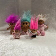 Russ Troll Puppen Vintage Sammlung Set bunte Haare Kostüme fünfteilig
