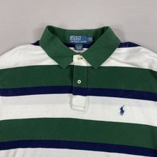 Polo Ralph Lauren Polo Shirt Mens 2XB Big Green White Blue Rugby Short Sleeve