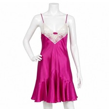 Victorias Secret Gold Label Vintage 90s Pink Satin Lace Slip Dress Womens Medium