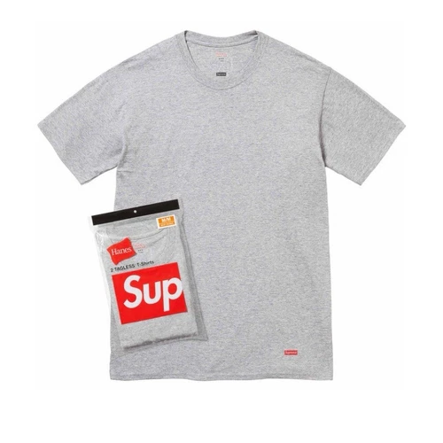 T shirts gris sans étiquette SUPREME x Hanes (lot de 2) taille XL 46” 48” neufs