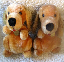 Vintage lot 2 Dakin Crocker National Bank Spaniel Dogs Plush w/collar and tag
