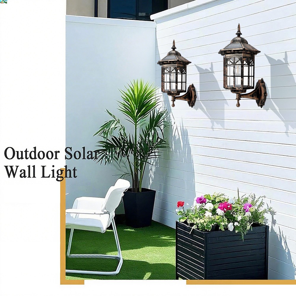 Solar Wall Lanterns Outdoor Waterproof LED Solar Deck Fence Lights 2 Pack New