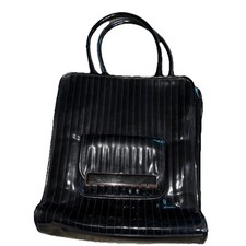 TED BAKER LONDON Black Patent Leather Tote Handbag W/French Bulldog Lining