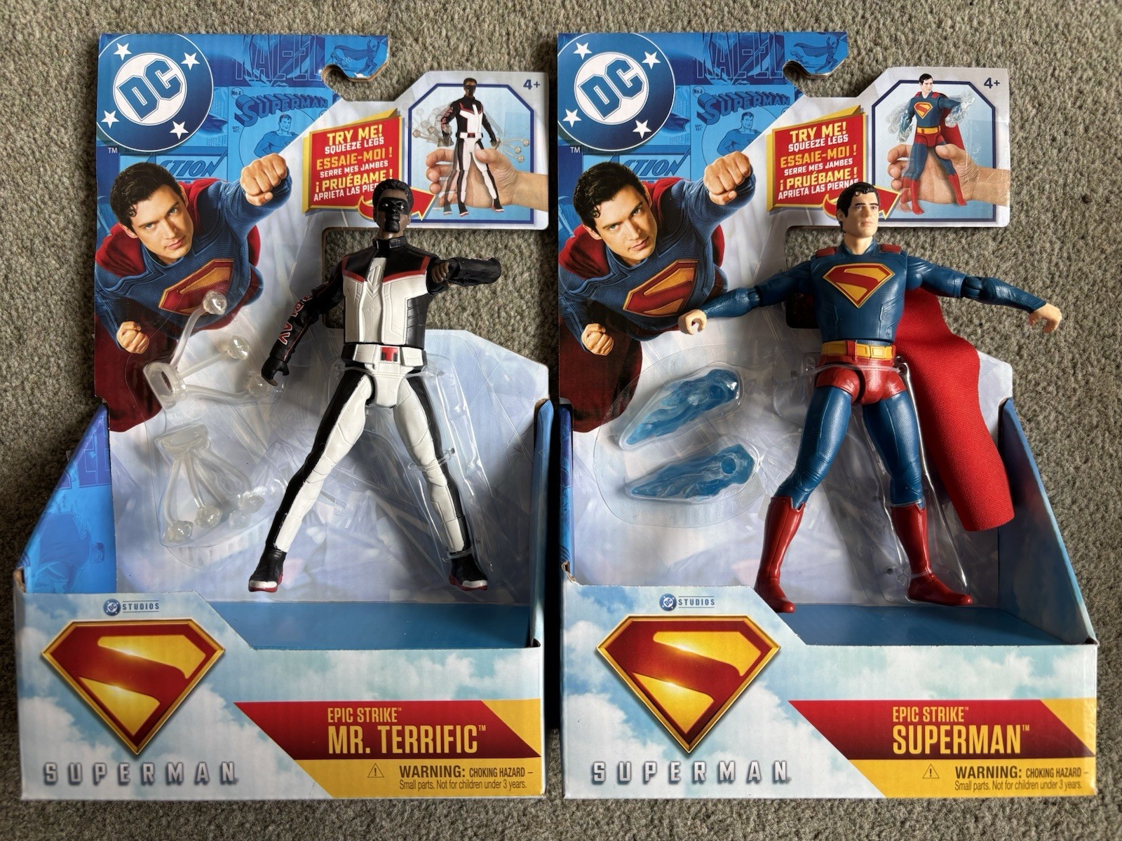 Mr. Terrific & Superman Epic Strike Movie Figures DC Studios, Spin Master. 15cm