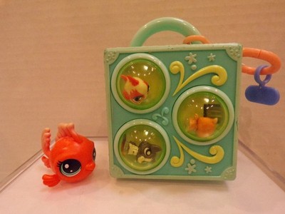 Littlest Pet Shop~#No~Orange Fish~Fish Cat Terrier~Teeniest Tiniest Blue Playset