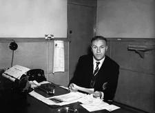 Huddersfield Town manager Bill Shankly his office at club 30th Apr- Old Photo