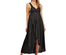 Shadowline Lingerie Silhouette Nylon Tricot Hi-Low Gown Black