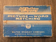 Picture and Word Matching Self Verifying Seat Work 8036 Milton Bradley Co.
