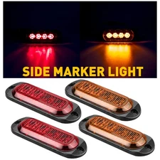 4PCS Amber Side Marker Lights Camper Trailer RV Boat Light Clearance Lamp 4 LED
