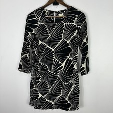 J.Crew Dress Womens 2 Black White Graphic Abstract Print Mod Retro Statement Art
