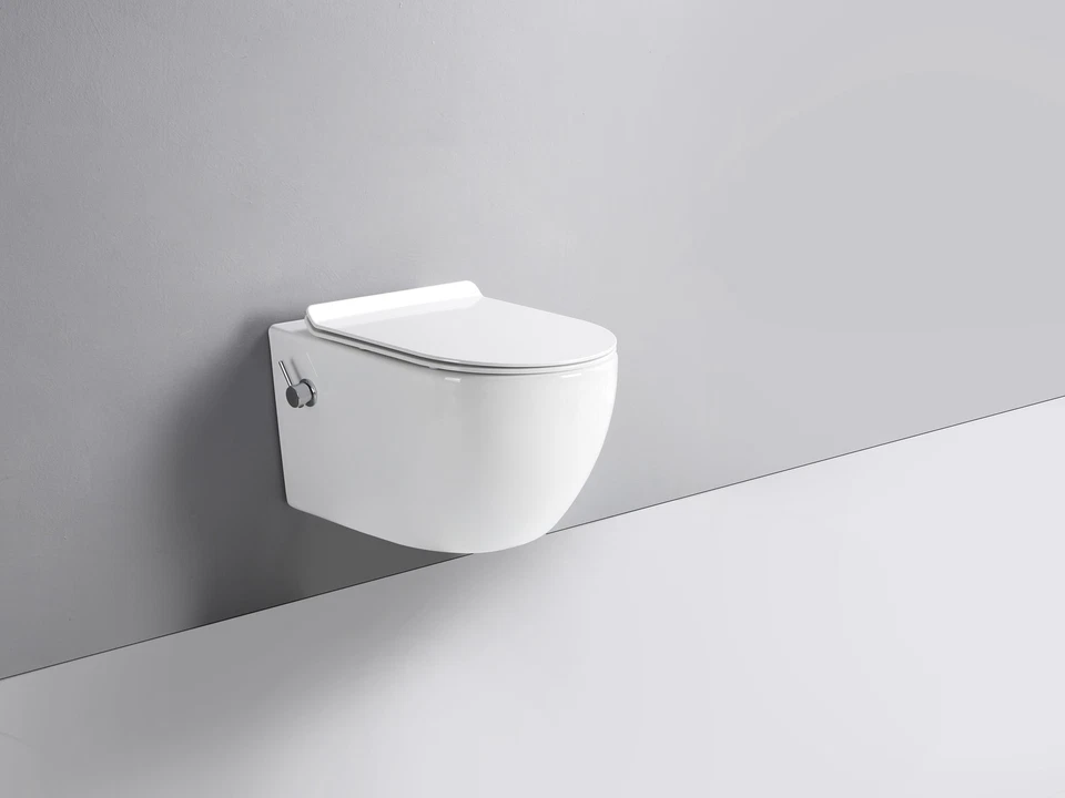 TAHARET Spülrandlos Wand Hänge Dusch WC Toilette + Armatur und Soft-Close Sitz - Bild 2 von 4