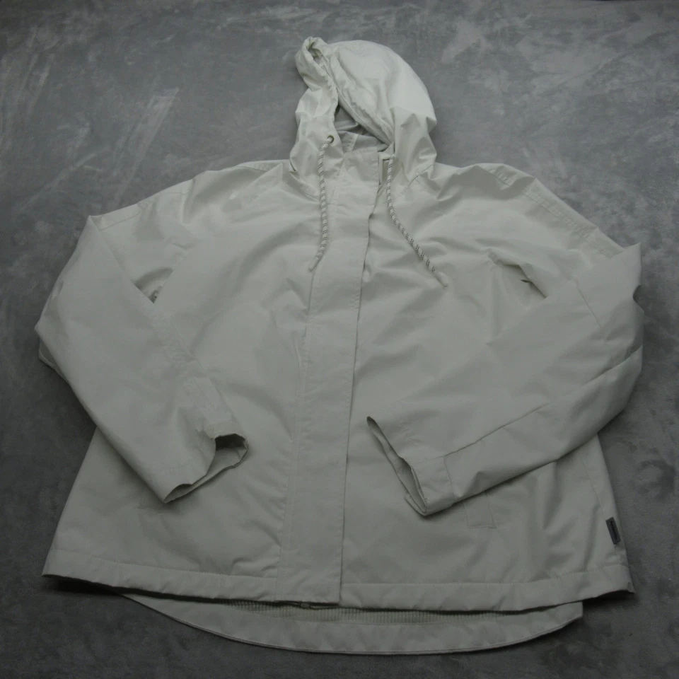 Avalanche Jacket Womens Large White Hooded Lightweight Packable Windbreaker - Image 2 of 4