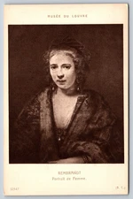 Vintage Postcard, Louvre Museum, Paris France, Rembrandt, Portrait of a woman