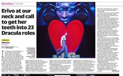 Cynthia Erivo Dracula Theatre West End Review Bram Stoker News Clipping 2026