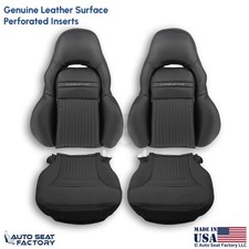 1997-2004 For Chevy Corvette Genuine Leather Perf Front Side Seat Covers Ebony 1997-2004 For Chevy Corvette Genuine Leather Perf Front Side Seat Covers Ebony