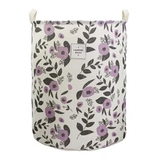 Collapsible Laundry Basket, Floral Printing Large Laundry Hamper for Baby Gir...