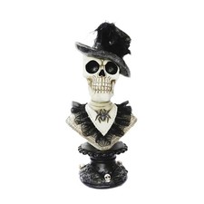 16 1/2" LED Lady Skull Bust w/ Glowing Eyes Porch Tabletop Haunted House Decor