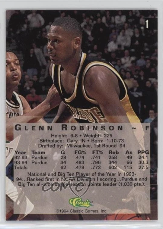 Tablero de puntuación 1996 baloncesto recompra Glenn Robinson (1994 clásico 4 deportivo) automático Foto 2 de 2
