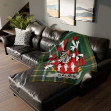 Galvin Coat Of Arms Irish Tartan Blanket
