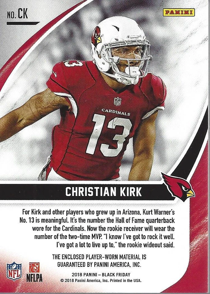 2018 Panini Black Friday Rookie Memorabilia #CK Christian Kirk Jersey /50 - Image 2 of 2