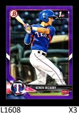 1-2018 BOWMAN DRAFT PURPLE PARALLEL KENEN IRIZARRY RANGERS /250 QTY