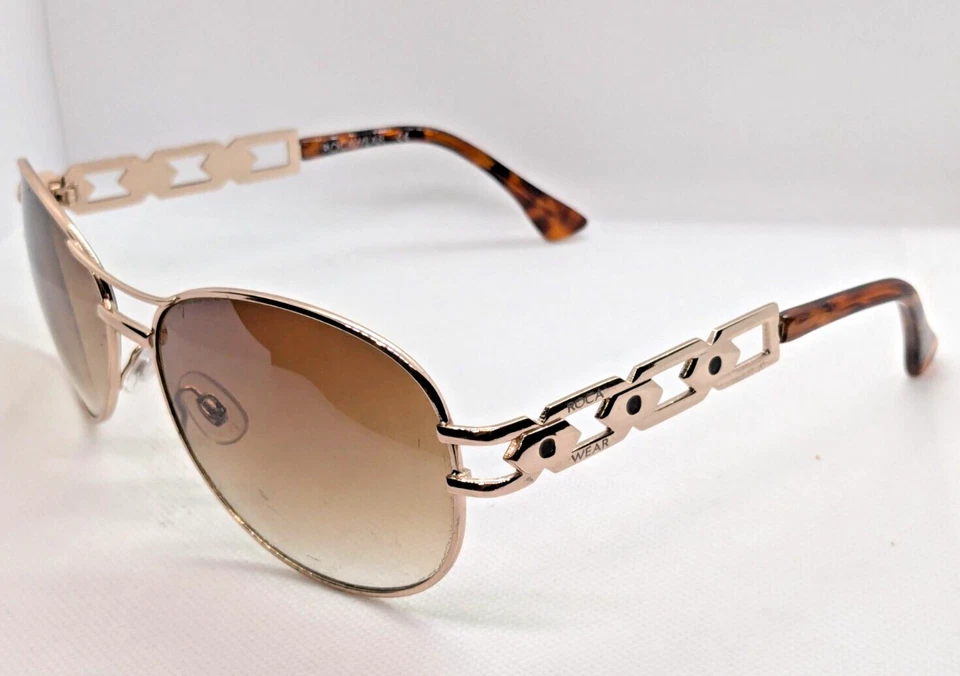 Damas Rocawear Marrón y Dorado Gafas de Sol Aviador Detalle de Templo Monturas Solo Foto 4 de 4