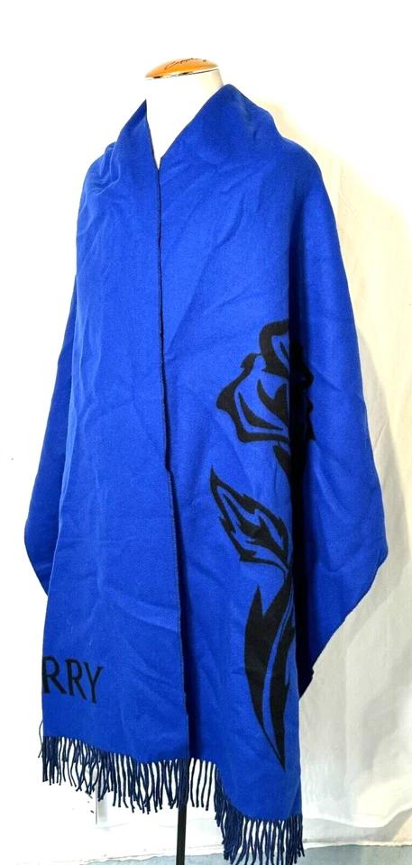 $1450 NWT BURBERRY PRORSUM Blue Luxurious Reversible Pure Cashmere Scarf Shawl - Image 2 of 4