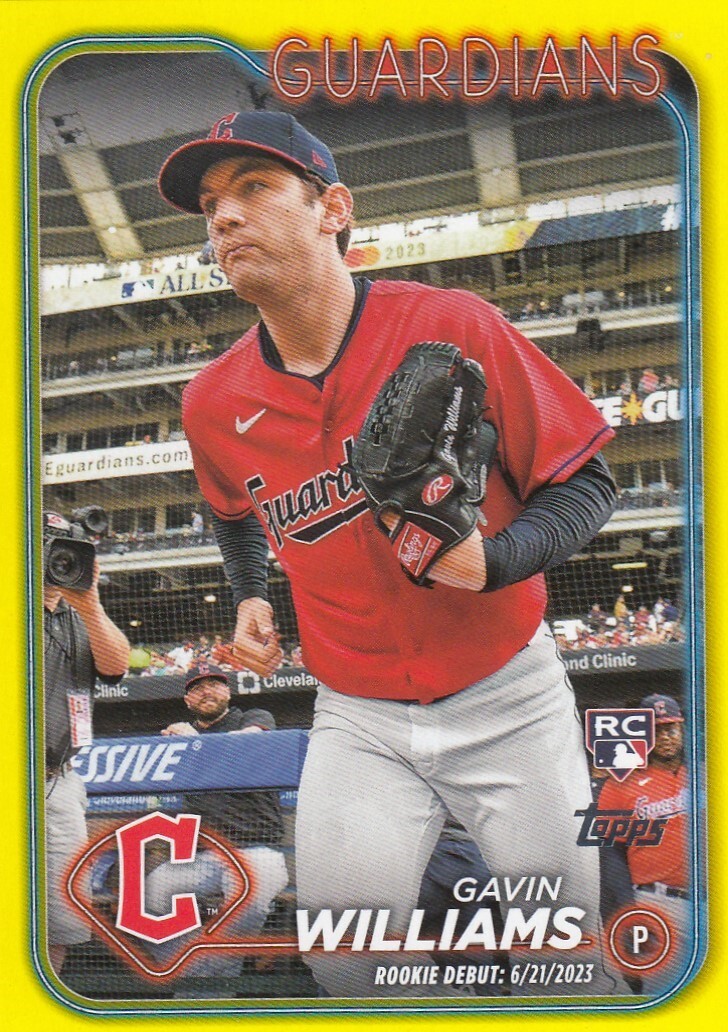 GAVIN WILLIAMS TOPPS UPDATE YELLOW PARALLEL RC GUARDIANS #US294 2024 24