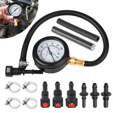 Gasoline Fuel Injection Pressure Tester Gauge Tools Set with 3 Connectors 100PSI
