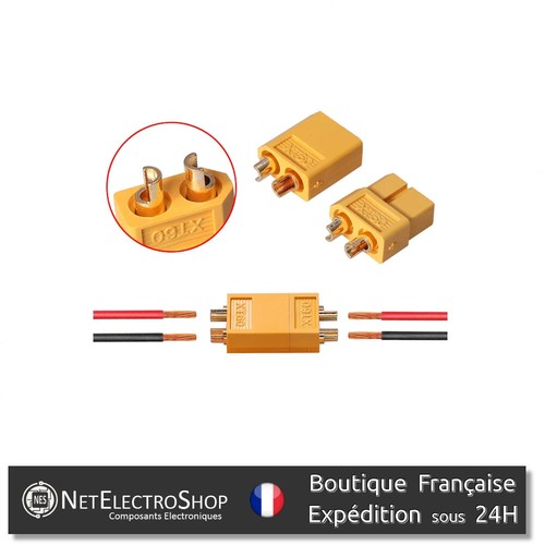 XT60, Connecteur Prise pour Batterie Alimentation RC LIPO, Mâle + Femelle - Imagen 4 de 16