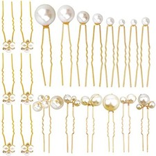 30 Pieces Wedding Pearl Hair Pins for Brides Bridal, Elegant Pearl Gold